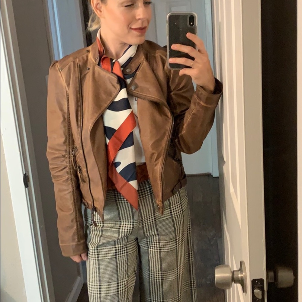 Blu Pepper tan faux leather jacket